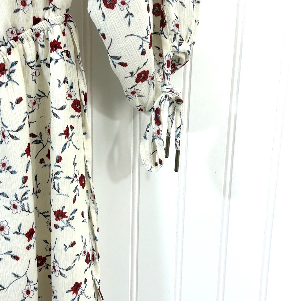 Sugar Lips BOHO Dress Size M Cream Multi Peasant Flowy Tie Sleeve Off Shoulder - Picture 9 of 11